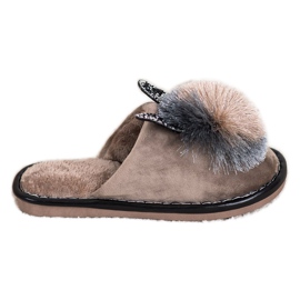 Bona Stylish Slippers With Pompom beige