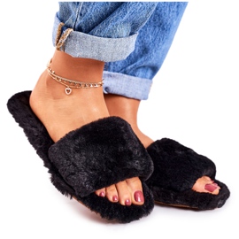FJ1 Women's Black Fur Slippers Cold Days