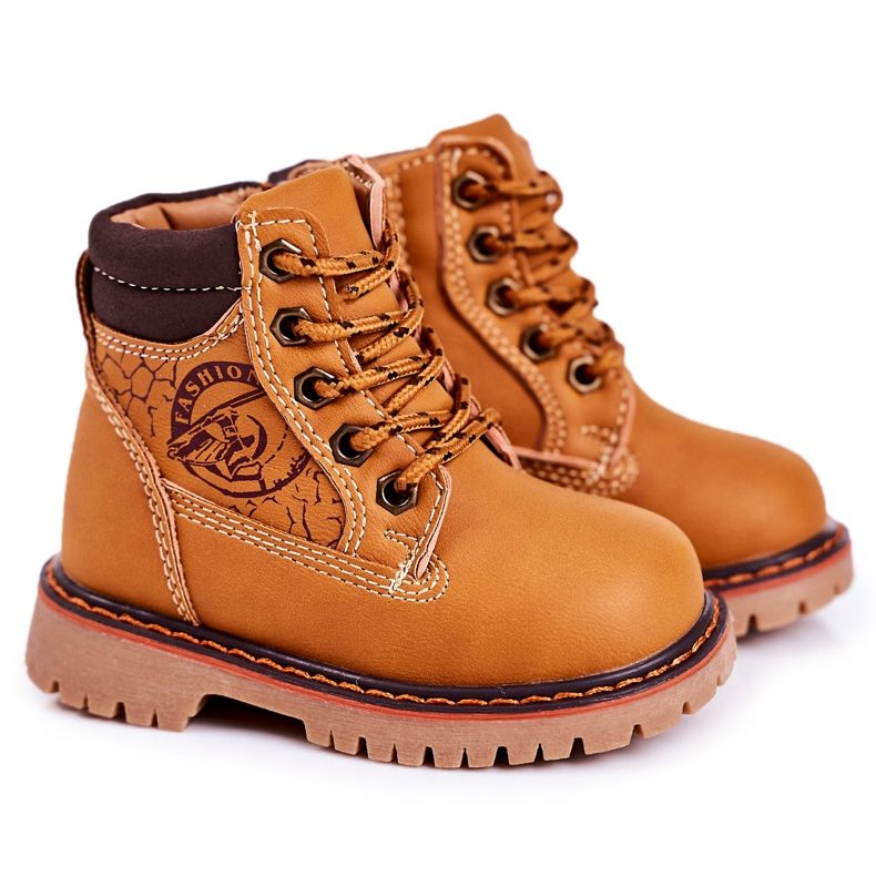 Linshi Children's Warm Boots Trappers On A Rubber Sole Caramel Bobby brown yellow
