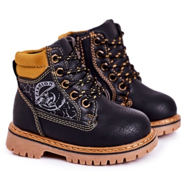 Linshi Children's Warm Boots Trappers On Black Bobby Rubber Sole orange