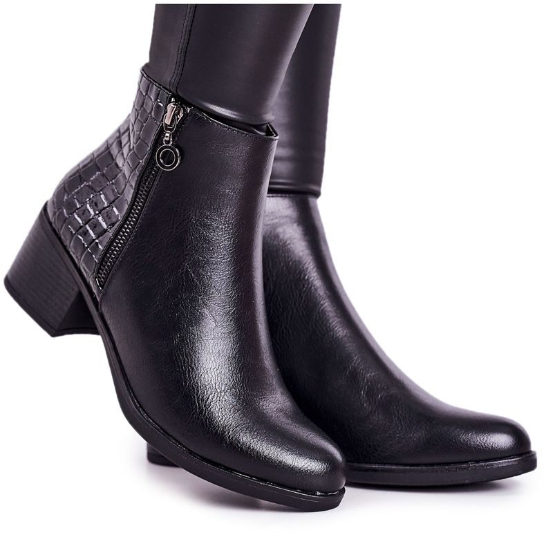 PJ1 Women's Warm Boots On High Heel Animal Print Black Confidence