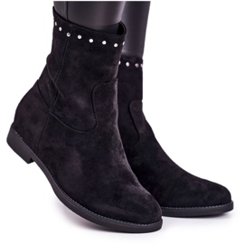 PJ1 Women's Black Insulated Boots with Suede Rhinestones Performance