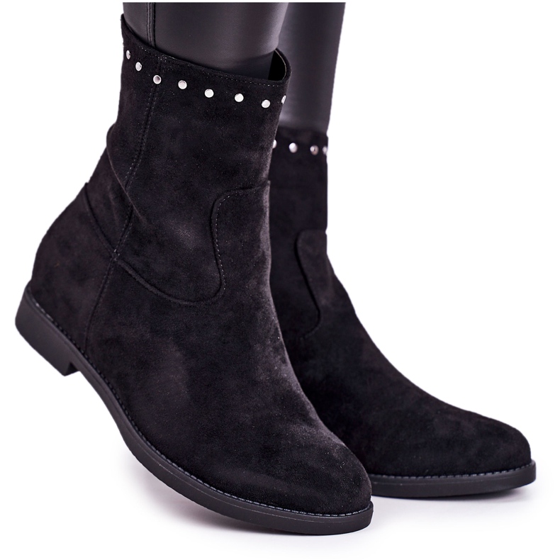 PJ1 Women's Black Insulated Boots with Suede Rhinestones Performance