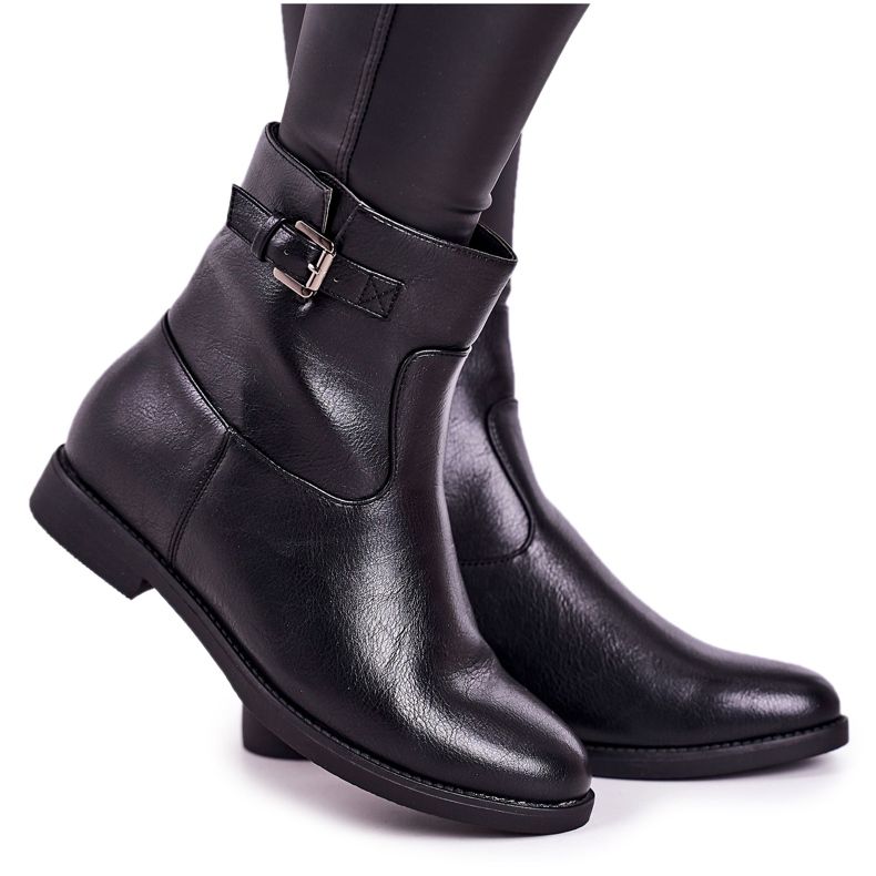 PJ1 Women's Black Halfway Warm Boots With A Buckle