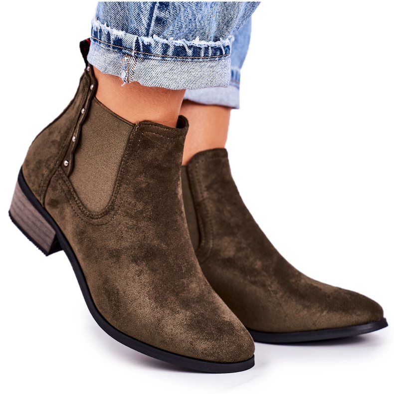 PJ1 Women's Classic Chelsea boots Suede Dark Green Walker boots khaki