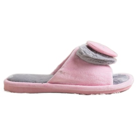 Bona Warm Slippers With A Heart pink grey