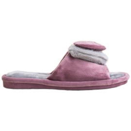 Bona Warm Slippers With A Heart purple grey