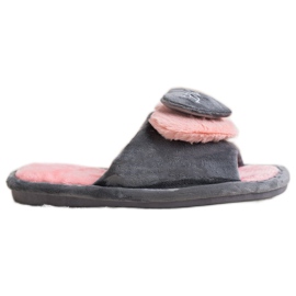 Bona Warm Slippers With A Heart pink grey