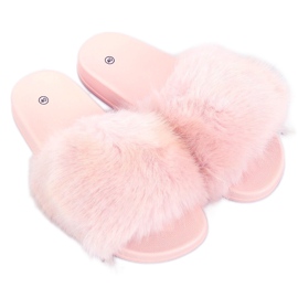 Slippers with fur light pink CK107P L.PINK