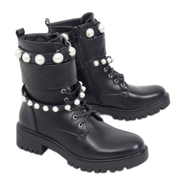 Black boots with pearls NC1065 Black