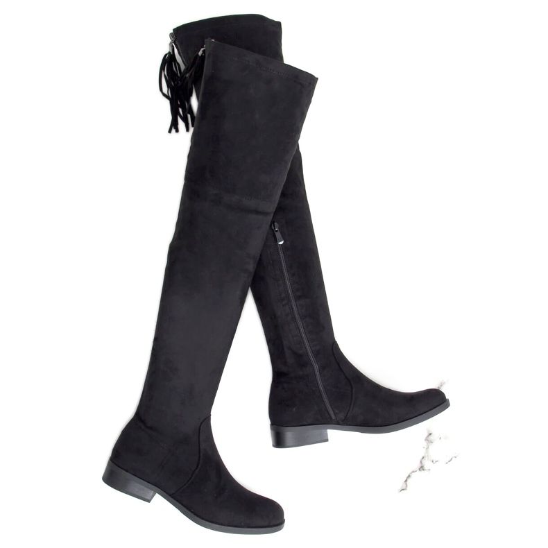 Black LH53-1 Black flat-heeled boots Black LH53-1 Black flat-heeled boots