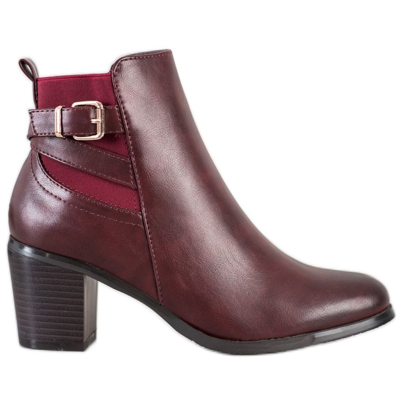 Ideal Shoes Casual Burgundy Boots red