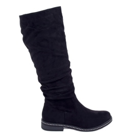 Black suede boots 1268J16 Black