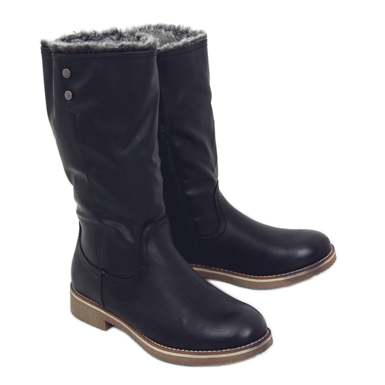 Black boots with fur 1089-PA Black
