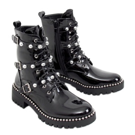 Black lacquered boots NC1023 Black