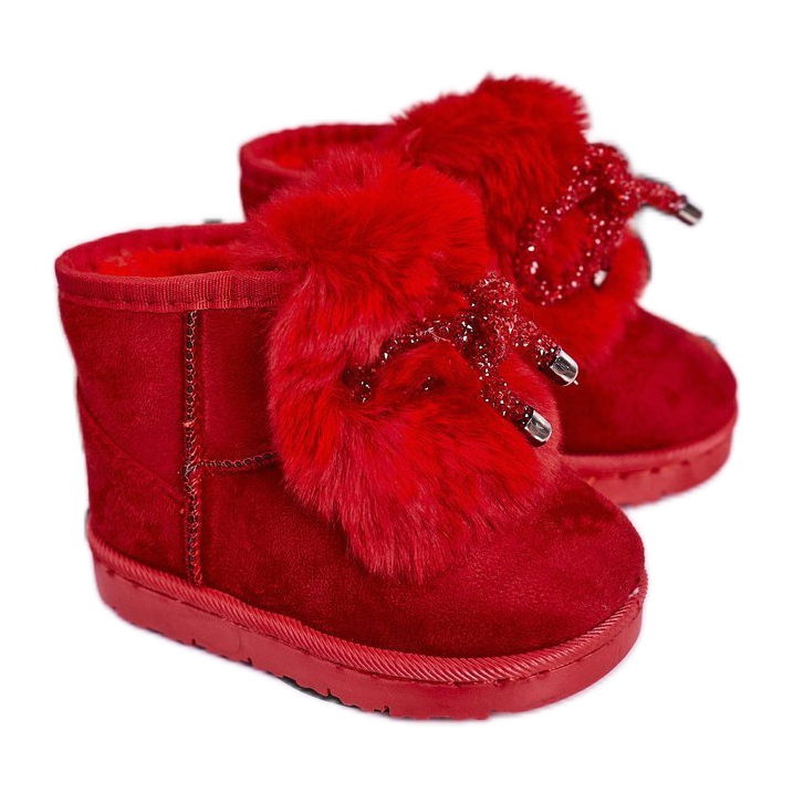 Children's Snow Boots with Fur Suede Red Amelia