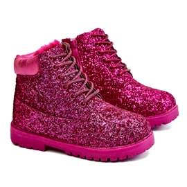 Children's Brocade Warm Boots Trappers Fuchsia Mermaid pink