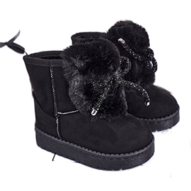 Children's Black Snow Boots with Fur Suede Amelia