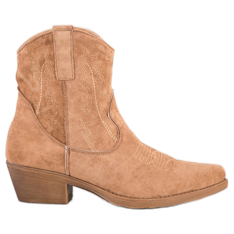 Ideal Shoes Cowboy Boots With Suede beige