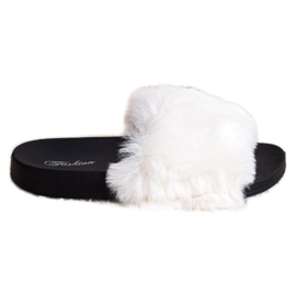 Bona Fashionable Slippers With Fur white