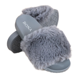 Bona Fashionable Slippers With Fur grey