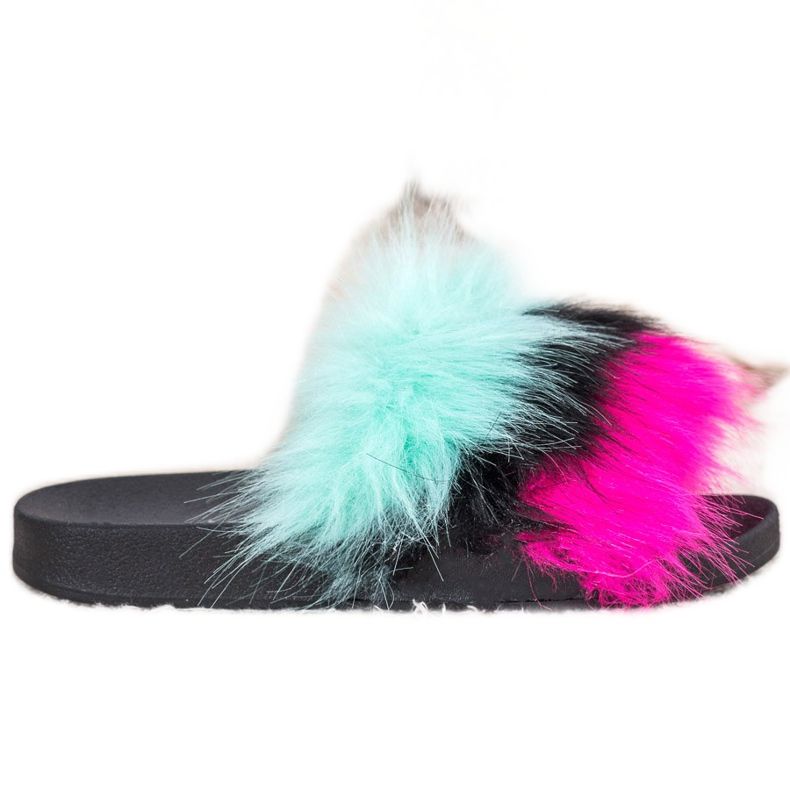 Bona Colorful Slippers With Fur multicolored