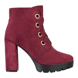 Juliet Lace-up Ankle Boots red