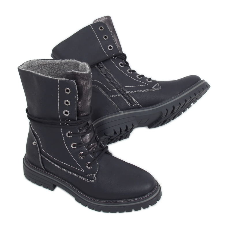 Black lace-up workers 4667 Black