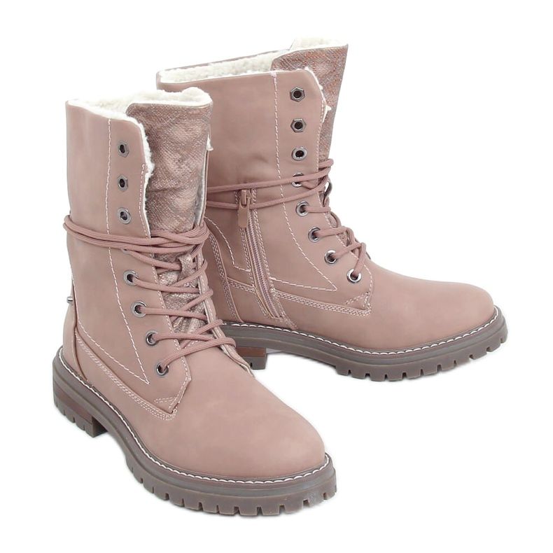 Pink lace-up workers 4667 Pink
