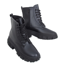 Black lace-up boots F663 Black