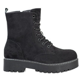 SHELOVET Suede Trappers On The Platform black