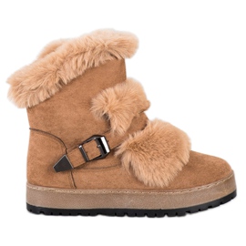 Queentina Warm Mukluki With Fur beige