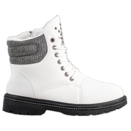 SHELOVET White Trappers With Cubic Zirconia