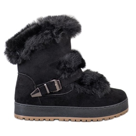 Queentina Warm Mukluki With Fur black