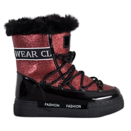 SHELOVET Fashion Shiny Snow Boots black red