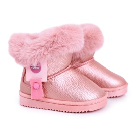 Apawwa Warm children's snow boots with fur, pink Marella