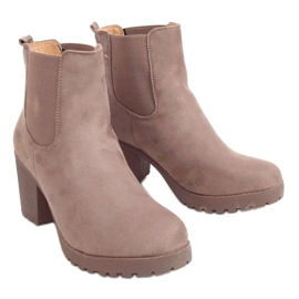 Chelsea boots with wide heels, beige B2880FE-KB Khaki