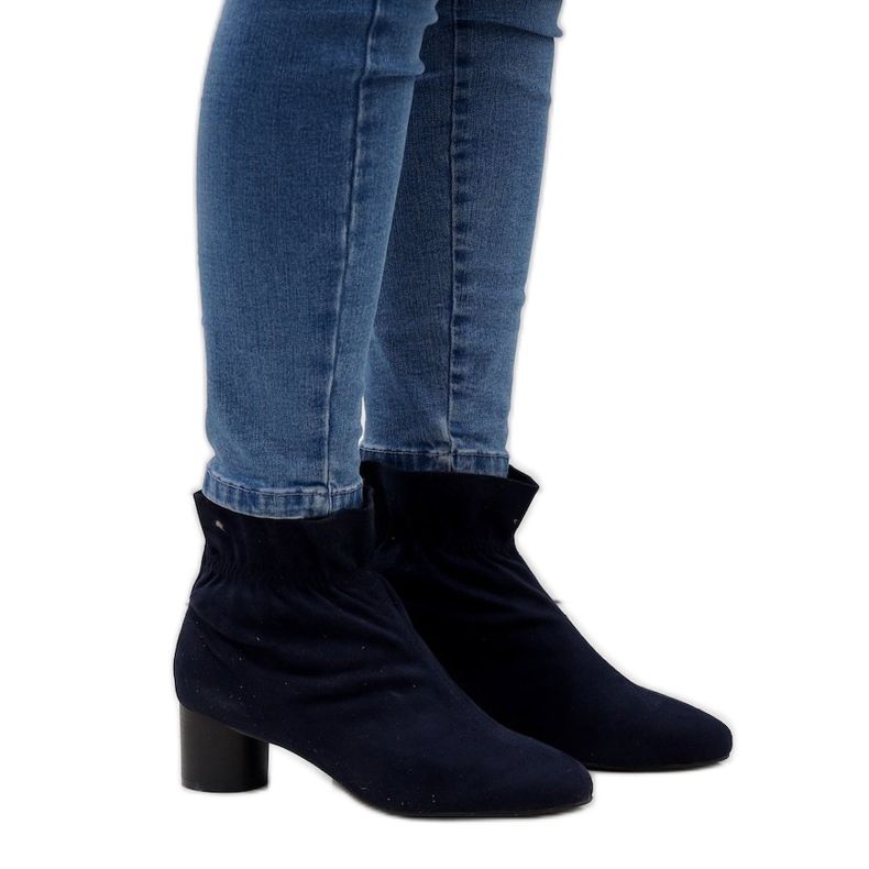 Navy blue suede boots on the JM5512M post