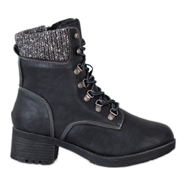 Queentina Warm boots on the post black grey