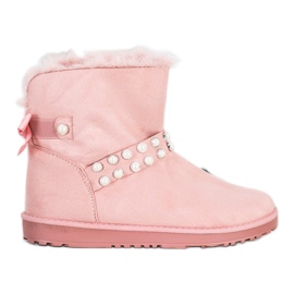 Queentina Pink Mukluki With Pearls