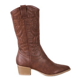 SHELOVET Cowboy Boots With Pattern brown