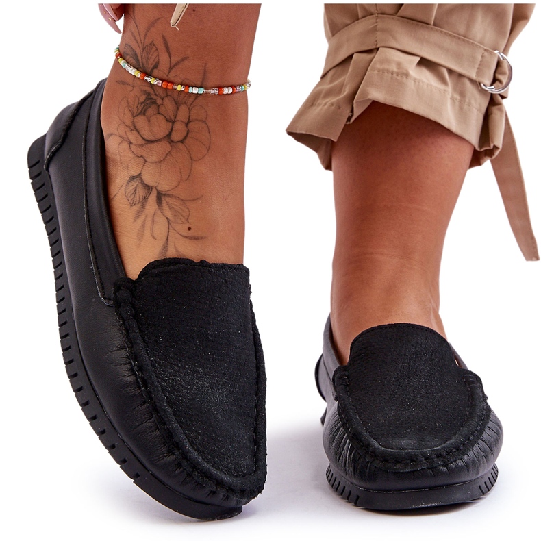 Women's Classic Leather Loafers S.Barski LR97630 Black