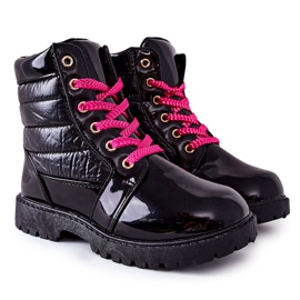 Children's Boots Warmed With Fur With Quilting Black Pinkie