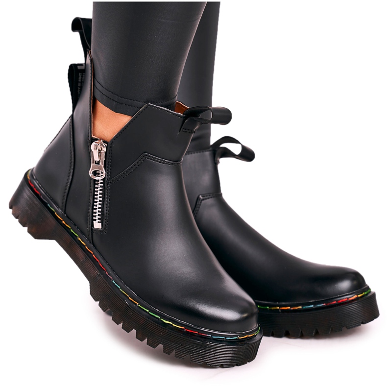 Women's Chelsea Boots With Colorful Stitching Black Addison