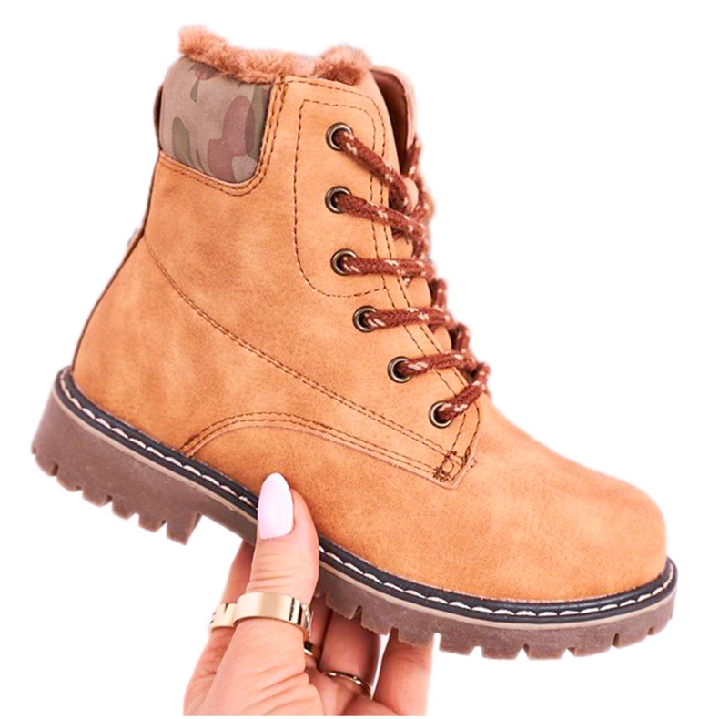 Apawwa Children's Boots Trappers Warmed With Fur Camel London beige brown Apawwa Children's Boots Trappers Warmed With Fur Camel London beige brown