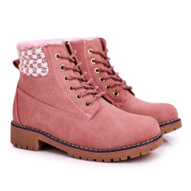 Apawwa Children's boots Trappers insulated with fur Pink Forest