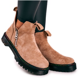 Women's Chelsea Boots With Colorful Stitching Suede Beige Addison