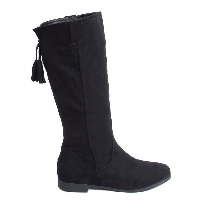 Black women's flat boots ST-01P Black