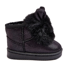 Children's Black Snow Boots With Fur With Scuffles Children's Black Snow Boots With Fur With Scuffles