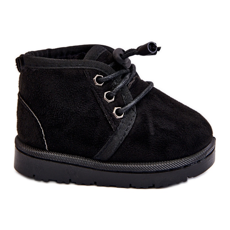 Children's Lace-up Snow Boots Warmed With Fur Black Hunter
